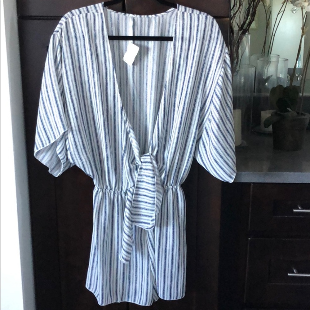 NWT blue and white stripe romper